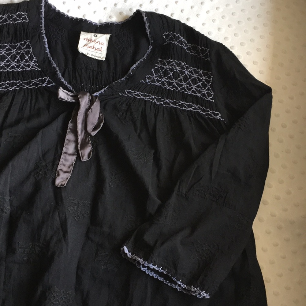 Meena Mahal Poetic Threads Black art to wear top